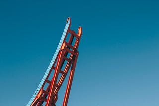 Enigmatic photo of the end of a roller coaster plunging into the void