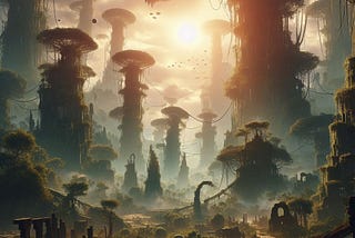 An alien landscape on another world