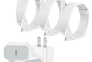 IPhone Charger Fast Charging【Apple MFi Certified】 3Pack USB-C Wall Charger Block with 6FT USB C to…