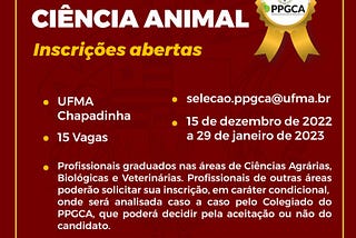 Mestrado em Ciência Animal recebe inscrições até 29 de janeiro