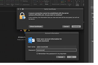 How to obtain Office 365 credentials on Mac OS