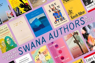 A collage of book covers, featuring Expeditions of Projection, Where Black Stars Rise, On Zionist Literature, Wrong End of the Telescope, A book with a hole in it, Sea and Fog, The Skin and its Girl, Martyr!, Enter Ghost, Ghost Season, the Moon that Turns you Back, A Theory of Birds, and The Twenty Ninth Year