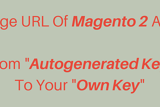 How to Change URL of Magento 2 Admin, From Autogenerated URL Key to Your Own URL Key?