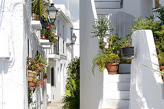 Beautiful white streets of Frigiliana in Andalusia, Spain