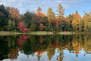 Fall foliage reflecting off the water of my favorite lake.