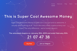 Our First Review: “The Super Cool Awesome Money ICO has Arrived”