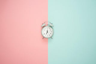 Clock on a split colored background