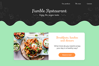 Fumble Restaurant: landig page para restaurante vegano