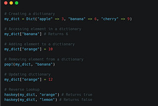 Dictionaries in Julia Programming Language