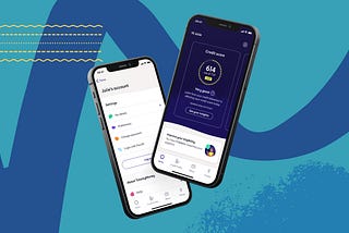 Two phone screens showing the current designs of the TotallyMoney app