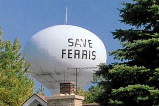 ‘Save Ferris’ written on a water tower