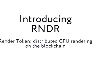 RNDR Token Sale Overview