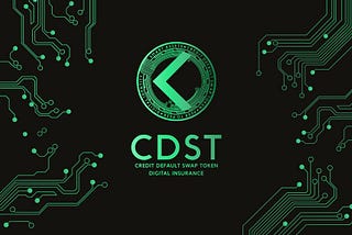 Green CDST main logo in a form of a digitalized rune of Kauna on a black background with digital board tracks on sides.