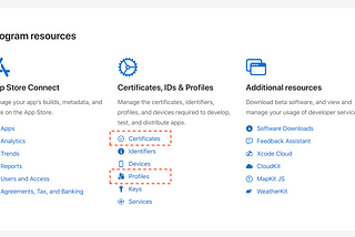 Apple Developer — Certificates & Provisioning Profiles