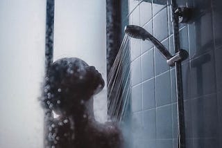 Girl taking a meditative shower