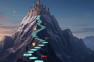 An image of a character climbing a mountain