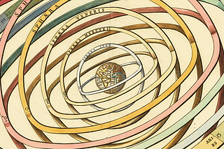 old school illustration of a globe with lots of rings around it