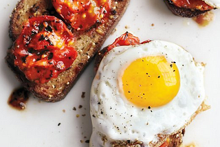 Eggs, Tomato, Bruschetta