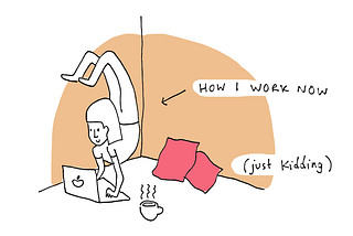 An illustration of the author doing a hand stand on her laptop keyboard.