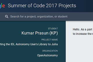 Google Summer of Code, OpenAstronomy Class of 2017
