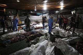 “The incident at the Gaza hospital in Israel: a grim portrayal of terror.”