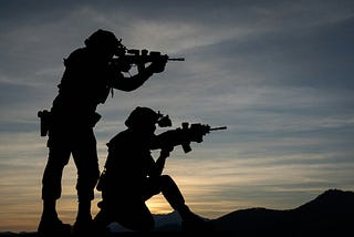 Soldiers fighting during a war
