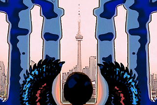 Album cover from Dynasty Four for Revivals featuring columns, Toronto, and an angel