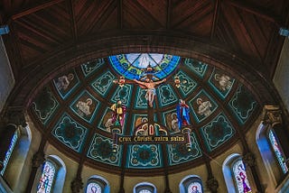 Top inside view of church dome