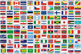 A lot of flags of the world