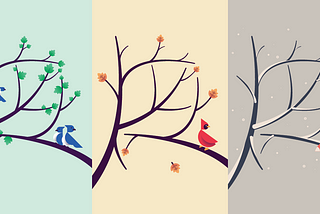 Illustration of a tree experiencing different seasons