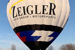 Zeigler Auto Group’s hot air balloon during its first test flight on Easter Sunday — @francismcomm