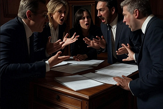 People arguing during the reading of a Last Will and Testament