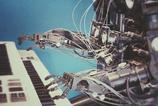 A robot playing a keyboard