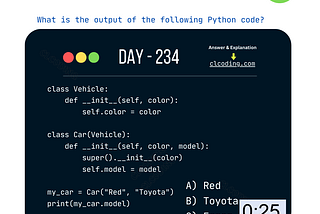 Python Coding challenge — Day 234 | What is the output of the following Python Code?