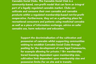 Regulatory / diverse economic framework for the production, supply and consumption of cannabis in…