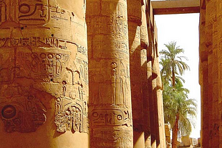 Mighty pillars of Karnak Temple in Luxor, Egypt