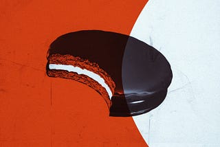 A photo illustration of a moonpie in a vintage style