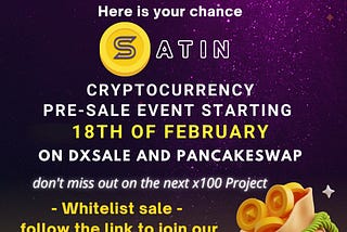 SATIN launches on 18th of February, visit our website satintoken.com
