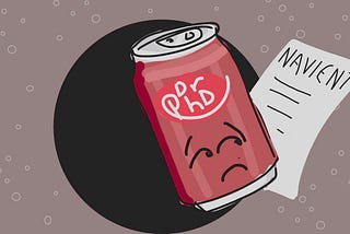 Sad Dr Pepper can holding student loan statement