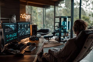 AI image of man doing video editing