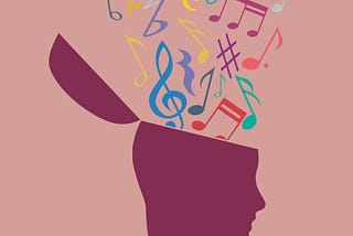 brain with musical notes graphic