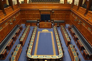 The Assembly Chamber in Northern Ireland from above