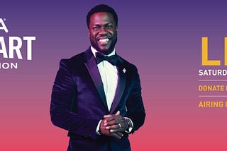 Telethon Host Kevin Hart. Event streams live on Oct. 24 at 8 p.m. ET on LOL Network Platforms