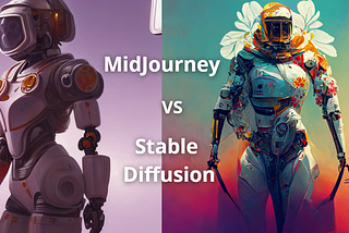 A side by side comparison of MidJourney and Stable Diffusion AI generator tools