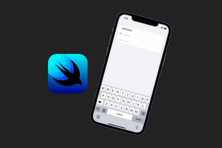 iPhone opening a form with a keyboard with the SwiftUI logo