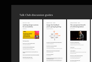 Layout of the discussion guides used for Talk Club