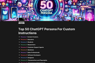 Top 50+ ChatGPT Personas for Custom Instructions: Get Free Ebook