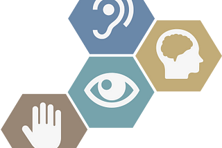 a graphic depicting a hand, eye, ear, and brain indicating various types of disabilities