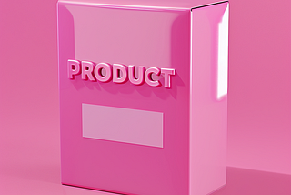 article key visual with product photography of a 3D pink box presented as a product with a text sign “PRODUCT”. Key colors “e11a72. Studio shot, 3d style, cinema4d style, product photography with clean single color pink background