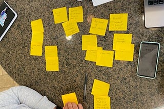 Sticky notes with profile information on each note